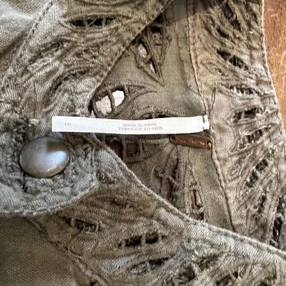 Free People Women's Olive Green Cropped Military Jacket - Picture 3 of 7